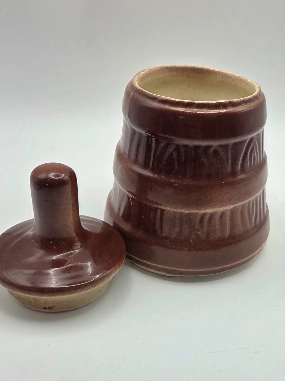 Vintage Butter Churn Cookie Jar c 1940's Unmarked McCoy Ceramic